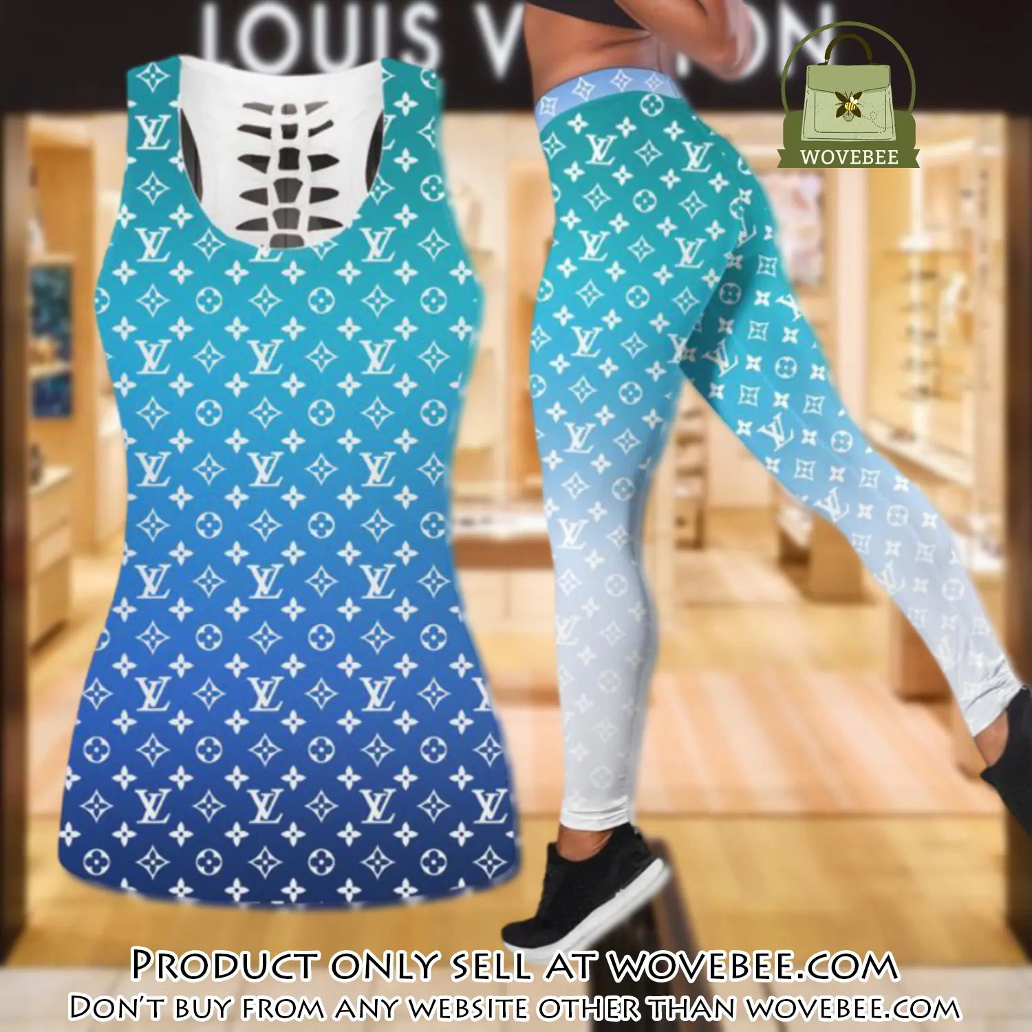 Louis vuitton gradient tank top leggings set luxury brand lv for women yoga gym wvb0324344